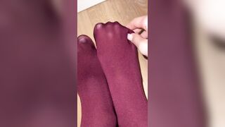 legs inside tights. big legs. kapron pantyhose. toejob.