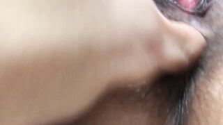 point of view and CLOSE UP to her sweet cougar snatch
