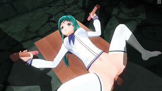 3D ANIME college bimbos is serving a sentence into the basement