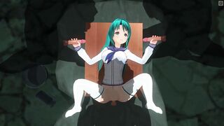3D ANIME college bimbos is serving a sentence into the basement