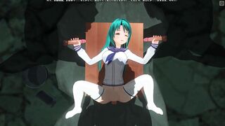 3D ANIME college bimbos is serving a sentence into the basement