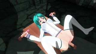 3D ANIME college bimbos is serving a sentence into the basement