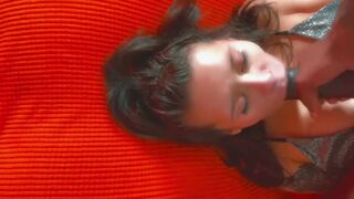 Dark Haired Offer Sloppy Fellatio & Gets Face Banged! with Handcuffs on