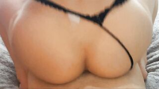 rides on top of a strong buttocks dick with african g-string groaning loudly pov
