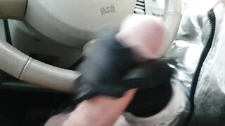 Good close up car head with large cummed and mouth jizzed