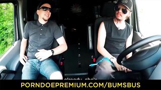 BUMS BUS - German huge tit babe Queen Paris picked up