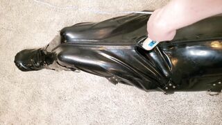 Babe Humiliation Skank is Made to Cum inside a Total Sensory Deprivation Rubber Sack with Breath Play - 4K