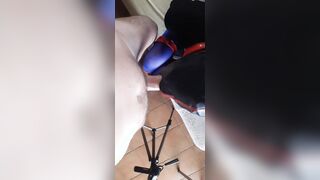 Stupid submissive mom tied and blindfolded throated on high heels into a super sexy oral POV action