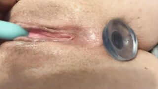 NOISY GROANING AND SQUIRTING: Fucking myself with a ASS PLUG, SEX TOY & DILDO