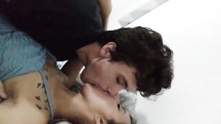 chick having orgasm on BF's penis