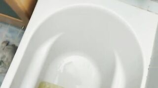 Depilation with depilatory cream with stepsister ends facial cummed