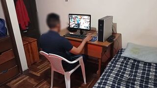 Stepmother discovers me: I'm masturbating inside my room when suddenly