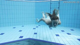 View them hotties swim nude inside the pool