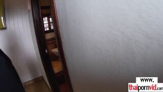 Petite amateur Thai 18 year old Cherry plowed into the bath-tub by