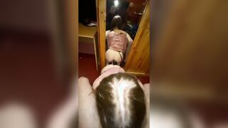two sex toys go deep in my snatch and booty, and there is a long cock into my mouth