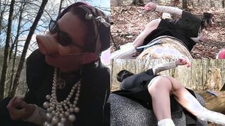 Cougar Piggy Masturbates outdoor