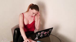 Uninhibited Accountant Caresses Snatch and Booty after Work. Boss Actively Helps Bombshell