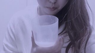 Masturbation by bubbling saliva and smearing it on the nipple