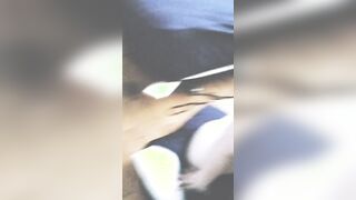 Face plowed while ride long sex toy