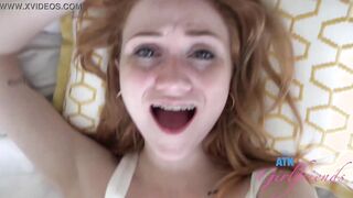 Slim Amateur red haired with tiny melons & braces gets cunt