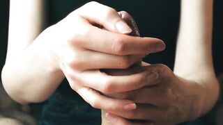 Cougar Skilled hands makes cum huge penis 4k