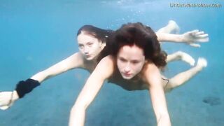 Vulgar sweet Cutie inside the pool and lesbos into sea