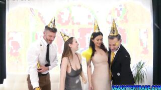 Sexsual send off party for these 18 year old from their stepdads
