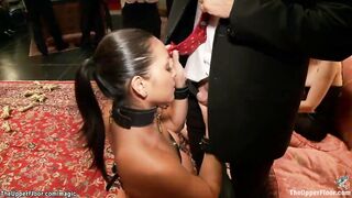 Suspended big titted sub fuck at party
