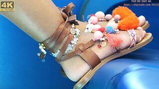 Candid feet bondage arched toes dangling and Cutie sandals