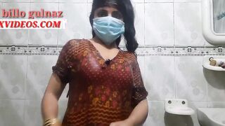 Desi women taking a bath-tub inside the restroom