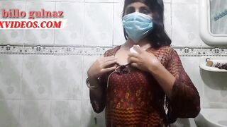 Desi women taking a bath-tub inside the restroom