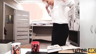 TUTOR4K. Instead of learning literature college girl nails tutor into goddess