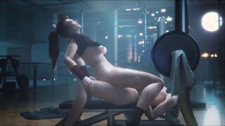 Overwatch Brigitte gym fucked - workout - sweat body & soak cunt - big cum 2x