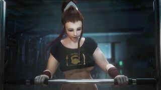 Overwatch Brigitte gym fucked - workout - sweat body & soak cunt - big cum 2x