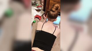 Red Head college school girl gets nailed while doing homework