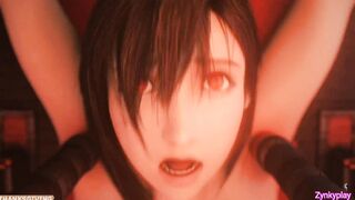 Anime 3D Tifa bound up inside a tickling machine
