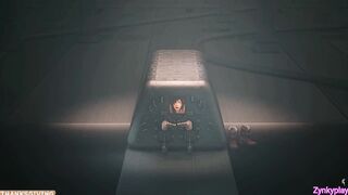 Anime 3D Tifa bound up inside a tickling machine