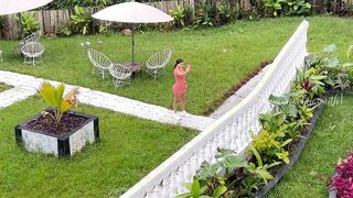 Martina is filmed from afar by a fan while she