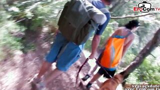 Slim french amateur teenie picked up inside forest for anal