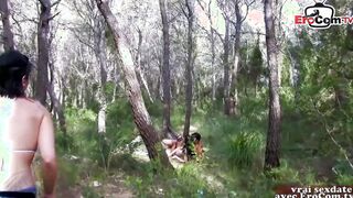 Slim french amateur teenie picked up inside forest for anal