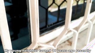 Catching my young next door through the window. My neighbors has