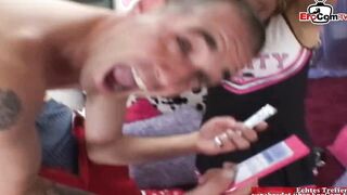 Blonde college Teenie pick up at the street for a