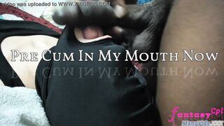 Sub Husband Jacks Off His big black cock On Wifey's Face.