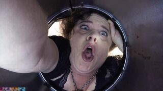 Stepmom stuck inside the garbage can needs sex to got