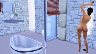 Step Dude caught watching Step Sis into the shower - creampie