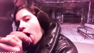 Made a risky blowjob to a stranger inside outdoor after