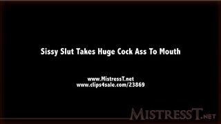 Milf Mistress fucks her sub with a huge vibrator