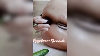Arab Cougar stuffing her anal with two big sex toys ... Double Penetration 