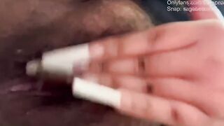 Stunning fat unshaved vagina squirts up close