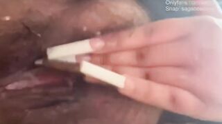Stunning fat unshaved vagina squirts up close